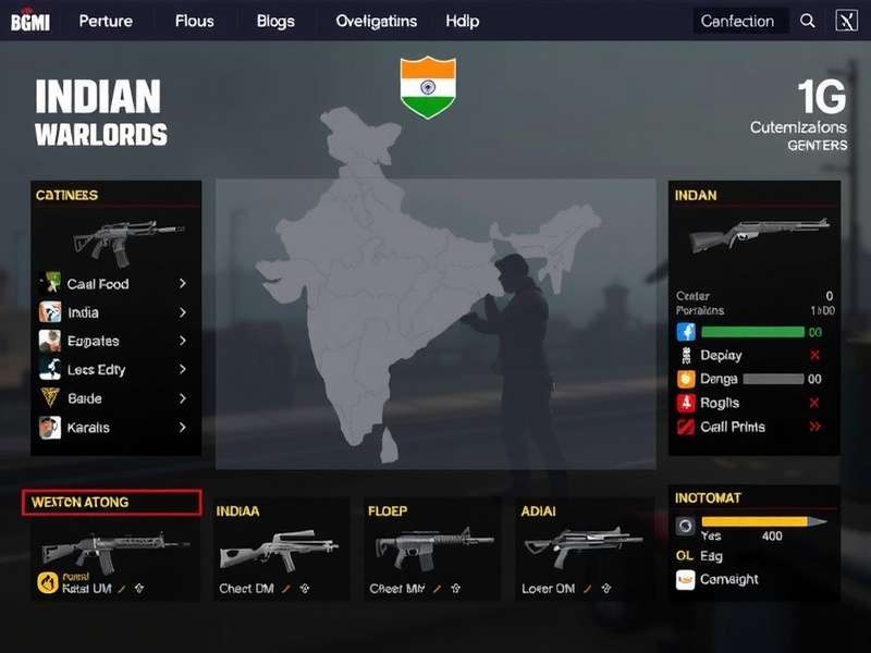 BGMI Indian Warlords gameplay screenshot showing Indian map locations